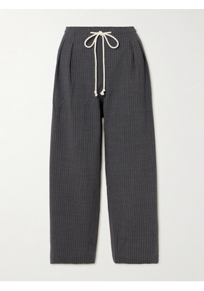Maria McManus - Cosy Pinstriped Pleated Wool-blend Flannel Wide-leg Pants - Gray - x small,small,medium,large