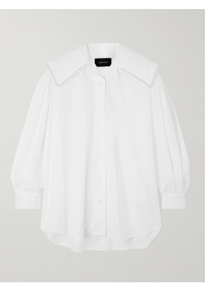 Simone Rocha - Faux Pearl-embellished Cotton-poplin Shirt - White - UK 4,UK 6,UK 8,UK 10,UK 12,UK 14