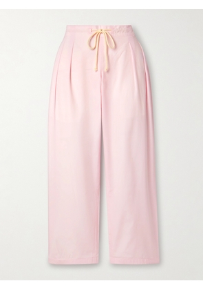 Maria McManus - Pleated Organic Cotton-poplin Tapered Pants - Pink - x small,small,medium,large