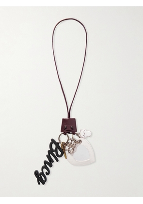 Balenciaga - Le City Embellished Textured-leather, Silver And Gold-tone Key Fob - Burgundy - One size