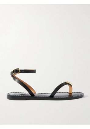 AMANU - The Senegal Embellished Leather Sandals - Black - US6,US7,US8,US9,US10,US11,US12