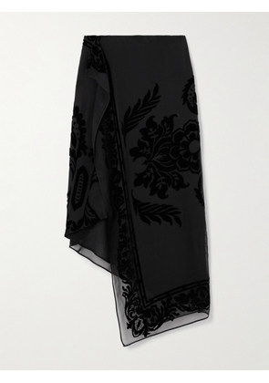 Etro - Asymmetric Devoré-velvet Wrap Skirt - Black - IT38,IT40,IT42,IT44,IT46,IT48