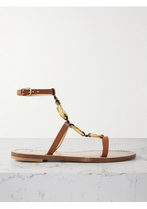 AMANU - The Bazaruto Embellished Leather Sandals - Brown - US6,US7,US8,US9,US10,US11,US12