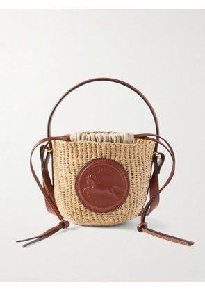 Chloé - Embossed Leather-trimmed Faux Raffia Bucket Bag - Neutrals - One size