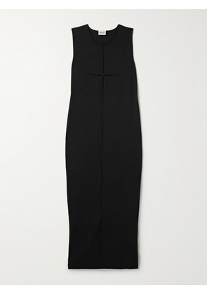 KHAITE - Hal Paneled Cotton-jersey Midi Dress - Black - x small,small,medium,large,x large