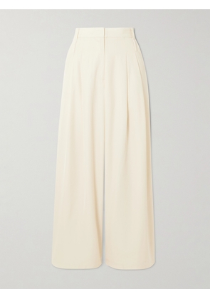 ST. AGNI - Double Loop Pleated Crepe Wide-leg Pants - Cream - xx small,x small,small,medium,large,x large