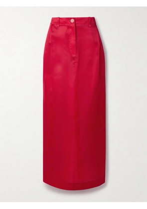 KHAITE - Lucian Pleated Silk-organza Maxi Skirt - Red - US0,US2,US4,US6,US8,US10,US12