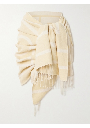 TOTEME - Embroidered Frayed Linen-blend Scarf - Ecru - One size
