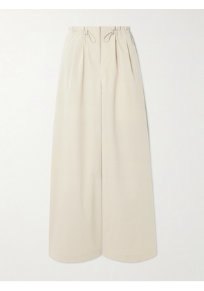 ST. AGNI - Gathered Cotton-blend Wide-leg Pants - Cream - xx small,x small,small,medium,large,x large