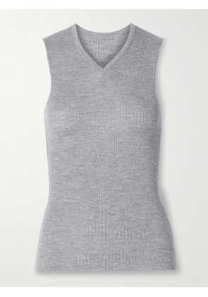 KHAITE - Renato Ribbed Wool-blend Jersey Tank - Gray - x small,small,medium,large,x large