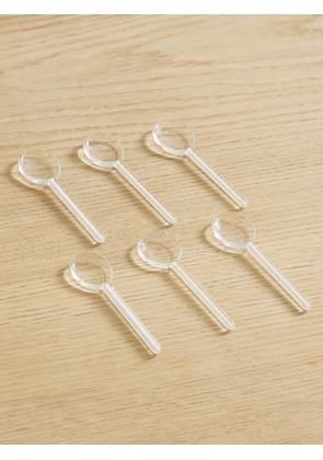 Yali Glass - Filigrana Set Of Six Glass Caviar Spoons - White - One size