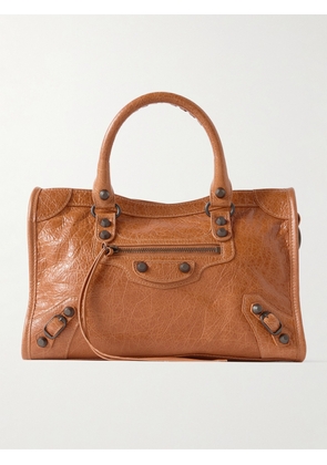 Balenciaga - Le City Small Embellished Textured-leather Tote - Brown - One size