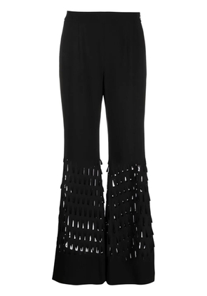 Alberta Ferretti pinked-detail flared trousers - Black