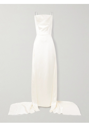 Danielle Frankel - Emerson Silk And Wool-blend Satin Gown - Off-white - US0,US2,US4,US6