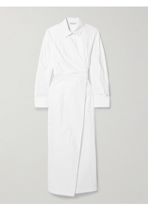 Max Mara - Cotton-blend Poplin Midi Wrap Shirt Dress - White - UK 4,UK 6,UK 8,UK 10,UK 12,UK 14,UK 16,UK 18