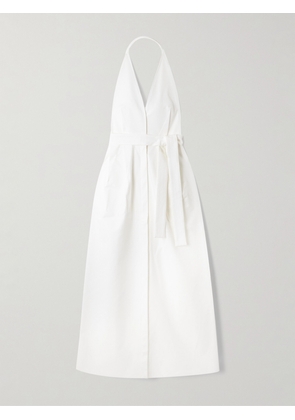 Max Mara - Belted Cotton-blend Gabardine Maxi Dress - White - UK 4,UK 6,UK 8,UK 10,UK 12,UK 14,UK 16