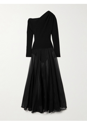 ESSE Studios - Aire Twist Asymmetric Cutout Stretch-knit And Silk-organza Maxi Dress - Black - UK 6,UK 8,UK 10,UK 12,UK 14,UK 16