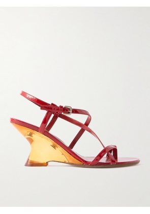 Dries Van Noten - Patent-leather Wedge Sandals - Red - IT35,IT36,IT36.5,IT37,IT37.5,IT38,IT38.5,IT39,IT39.5,IT40