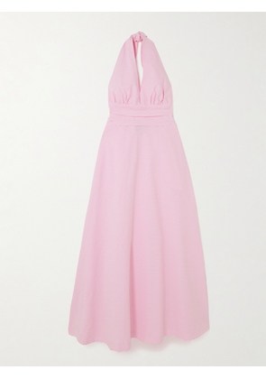 BERNADETTE - Marilyn Striped Cotton Halterneck Maxi Dress - Pink - FR 32,FR 34,FR 36,FR 38,FR 40,FR 42,FR 44,FR 46