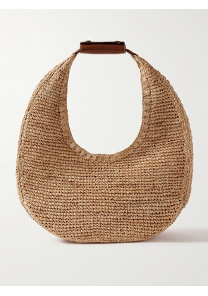 STAUD - Moon Large Leather-trimmed Raffia Tote - Neutrals - One size