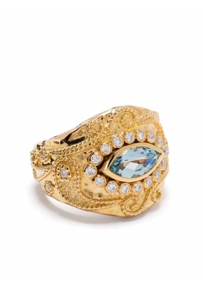 Aurelie Bidermann 18kt yellow gold Cashmere aquamarine and diamond ring