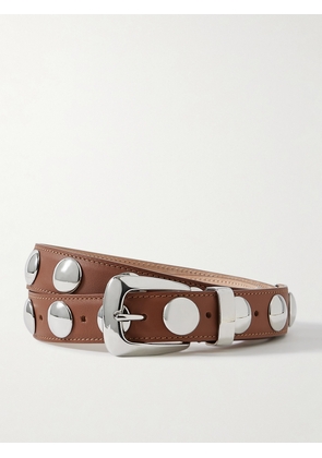 KHAITE - Benny Studded Leather Belt - Brown - 70,75,80,85
