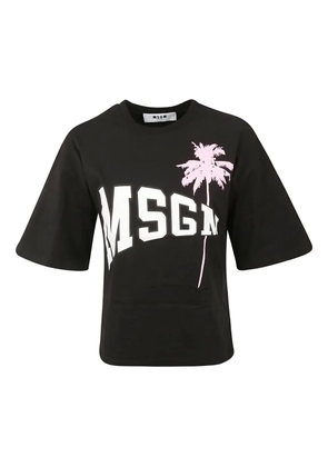 MSGM logo palm tree T-shirt - Black