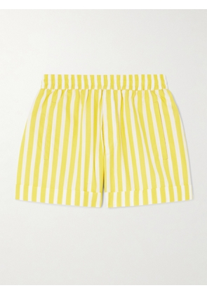 Suzie Kondi - Banker Striped Cotton-poplin Shorts - Yellow - x small,small,medium,large,x large