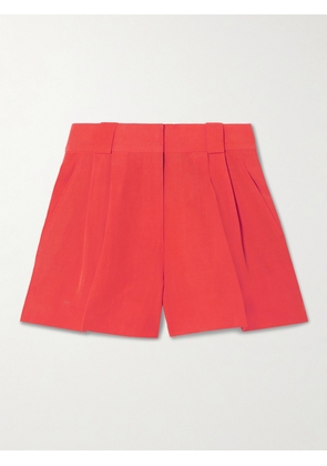 BLAZÉ Milano - Flica Selle Pleated Silk And Linen-blend Shorts - Orange - 00,1,2,3,4