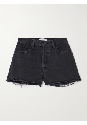 FRAME - The Dare Frayed Denim Shorts - Black - 23,24,25,26,27,28,29,30,31,32
