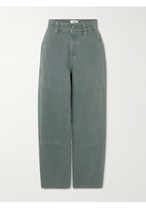 FRAME - Paneled Cotton-canvas Wide-leg Pants - Gray - 23,24,25,26,27,28,29,30,31,32