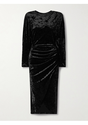 Marant Étoile - Hadley Wrap-effect Velvet Midi Dress - Black - FR 34,FR 36,FR 38,FR 40,FR 42,FR 44