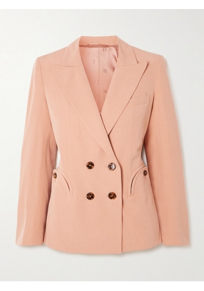 BLAZÉ Milano - Flica Charmer Double-breasted Silk And Linen-blend Blazer - Pink - 00,1,2,3,4