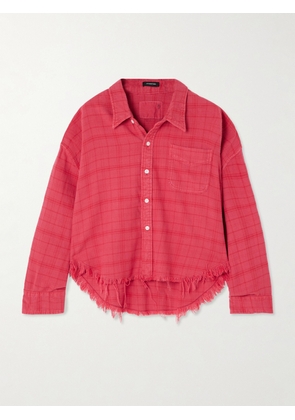 R13 - Frayed Checked Cotton-flannel Shirt - Red - x small,small,medium,large