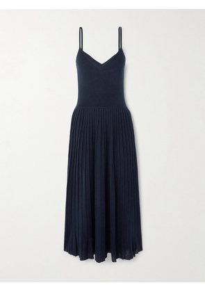 Arch4 - Ribbed Silk And Organic Cashmere-blend Midi Dress - Blue - xx small,x small,small,medium,large,x large