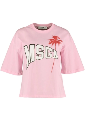 MSGM logo palm tree T-shirt - Pink