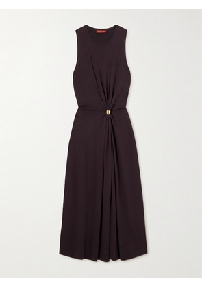 Altuzarra - Saralien Embellished Gathered Stretch-knit Midi Dress - Brown - x small,small,medium,large,x large