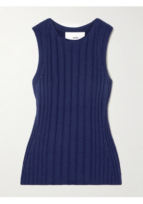 Arch4 - Bosherton Ribbed Cotton, Silk And Cashmere-blend Tank - Blue - x small,small,medium,large,x large