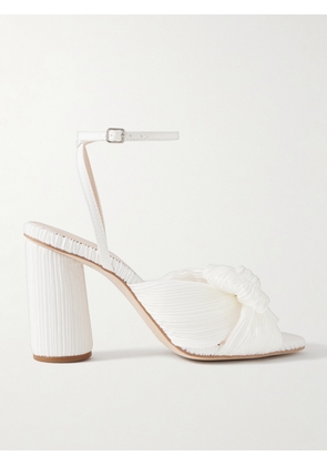 Loeffler Randall - Camellia Bow-embellished Plissé-organza Sandals - White - US5,US5.5,US6,US6.5,US7,US7.5,US8,US8.5,US9,US9.5,US10,US10.5,US11