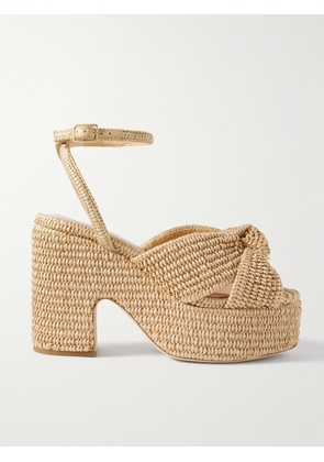 Loeffler Randall - Liza Raffia Platform Sandals - Neutrals - US5,US5.5,US6,US6.5,US7,US7.5,US8,US8.5,US9,US9.5,US10,US10.5,US11