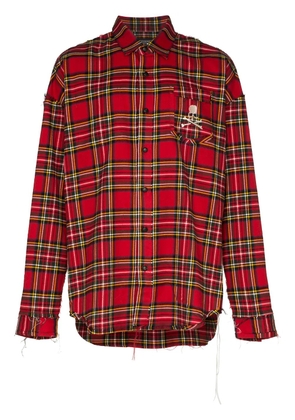 Mastermind Japan check skull logo shirt - Red