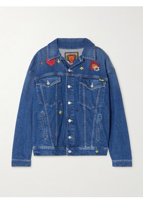 Mother - + La Doublej The Drop It Drifter Embroidered Denim Jacket - Blue - x small,small,medium,large