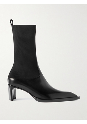 Jil Sander - Stretch-knit And Leather Ankle Boots - Black - IT36,IT36.5,IT37,IT37.5,IT38,IT38.5,IT39,IT39.5,IT40,IT40.5,IT41