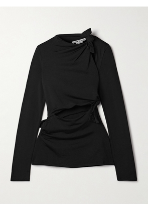 Acne Studios - Cutout Knotted Ruched Stretch-jersey Top - Black - xx small,x small,small,medium,large