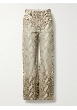 Acne Studios - Snake-print Coated Mid-rise Jeans - Animal print - EU 32,EU 34,EU 36,EU 38,EU 40,EU 42
