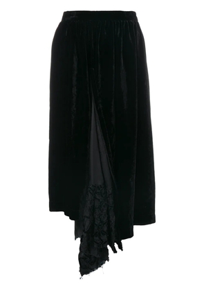 Comme Des Garçons Pre-Owned velveteen cropped asymmetric trousers - Black