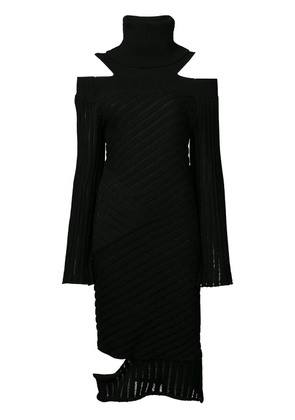Valery Kovalska ribbed cold shoulder dress - Black