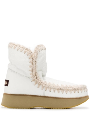 Mou stitch detailed ankle boots - White