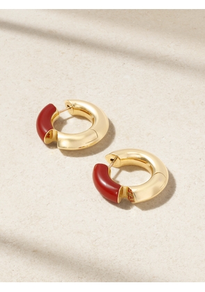Tabayer - Oera 18-karat Gold, Carnelian And Sapphire Hoop Earrings - Red - One size
