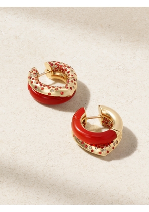 Tabayer - Oera 18-karat Gold Multi-stone Hoop Earrings - Red - One size
